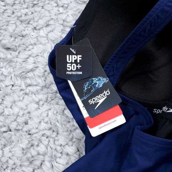 Speedo Conservative Ultraback One Piece with Princess Seam Navy Blue Size 16 - Picture 5 of 10